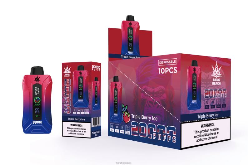 Bang Box Avis - Bang Beach Vape à écran intelligent de 20 000 bouffées J80R48 glace aux trois baies