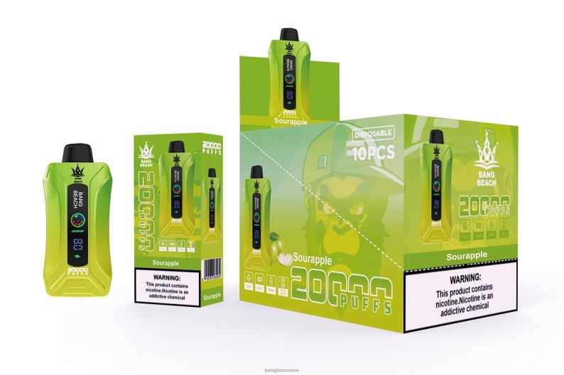 Bang Box Suisse - Bang Beach Vape à écran intelligent de 20 000 bouffées J80R41 pomme aigre