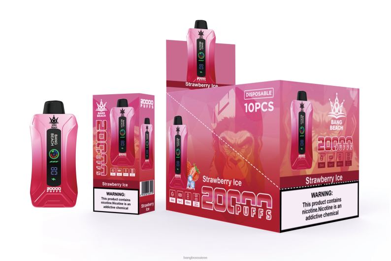 Vape Bang Box Avis - Bang Beach Vape à écran intelligent de 20 000 bouffées J80R46 glace à la fraise
