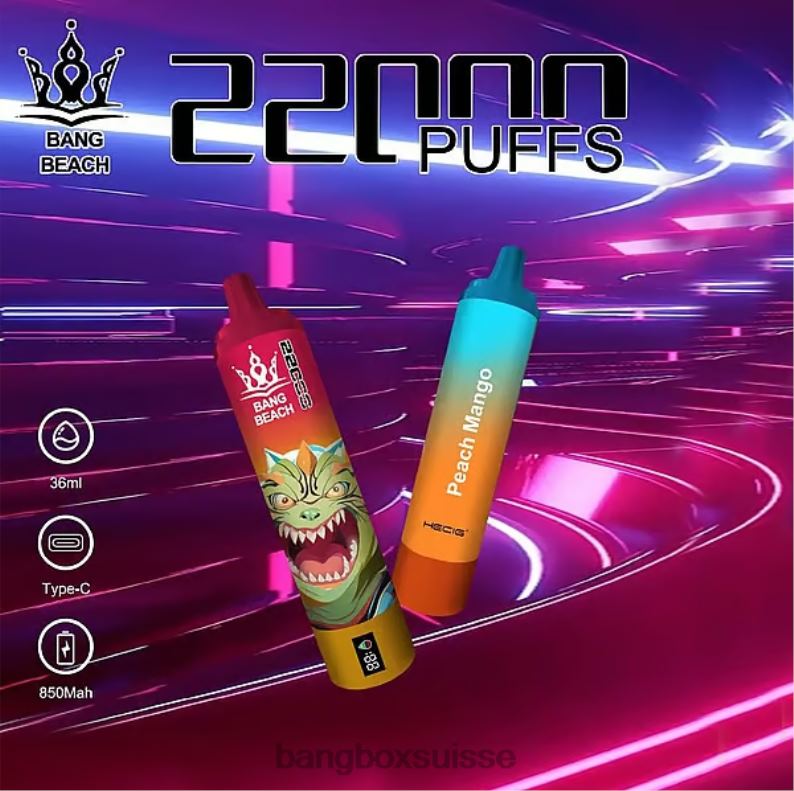 Bang Box Genève - Bang Beach Écran intelligent de 22 000 bouffées J80R424 pêche mangue