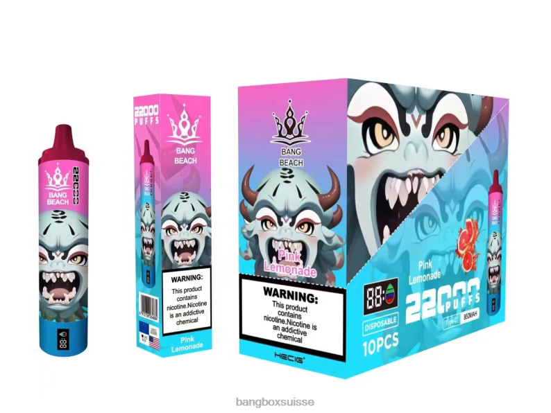 Bang Box Vape - Bang Beach Écran intelligent de 22 000 bouffées J80R415 limonade rose