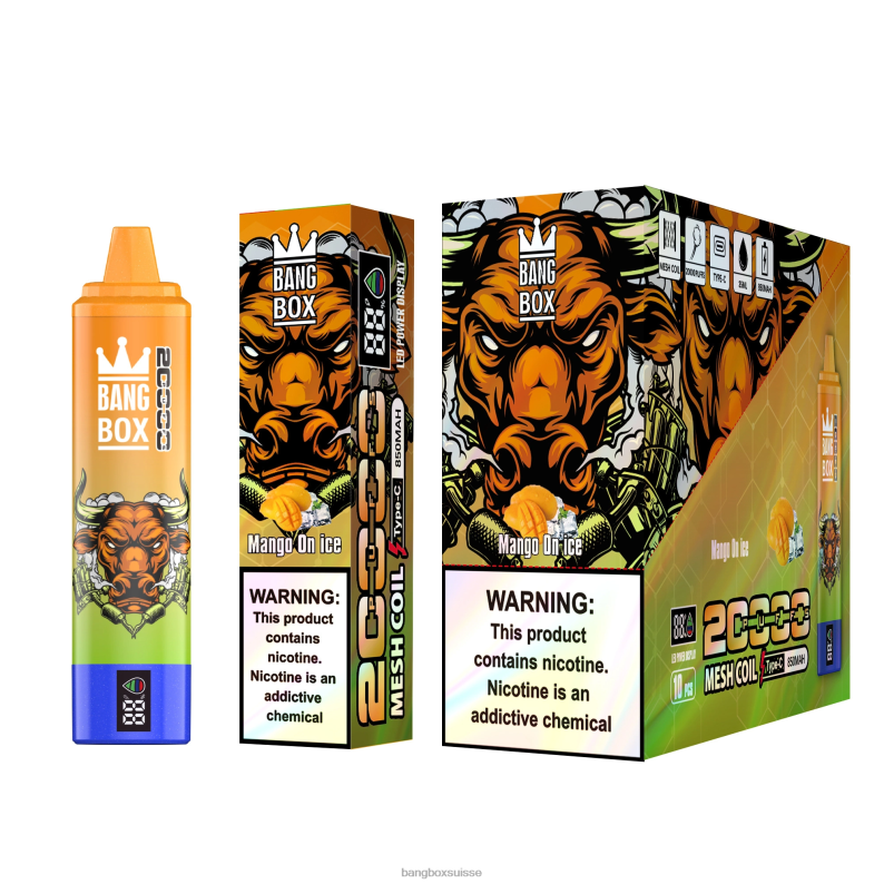 Bang Box Puff - Bang Box Écran intelligent de 20 000 bouffées J80R454 mangue sur glace