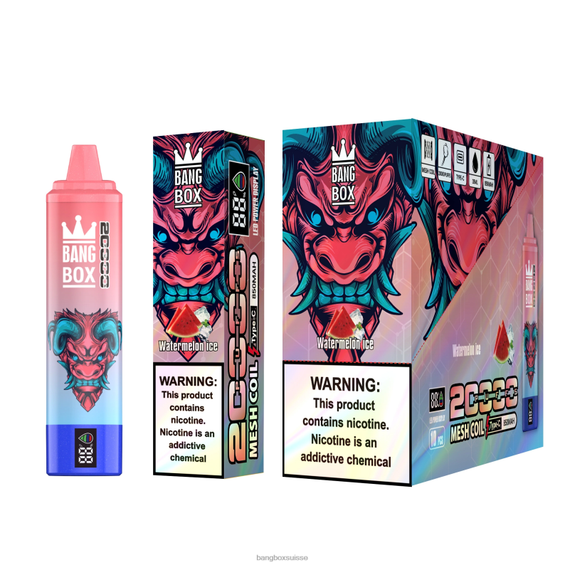 Bang Box Suisse - Bang Box Écran intelligent de 20 000 bouffées J80R456 glace à la pastèque