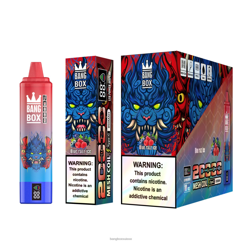 Bang Box Vape - Bang Box Écran intelligent de 20 000 bouffées J80R459 glace bleue