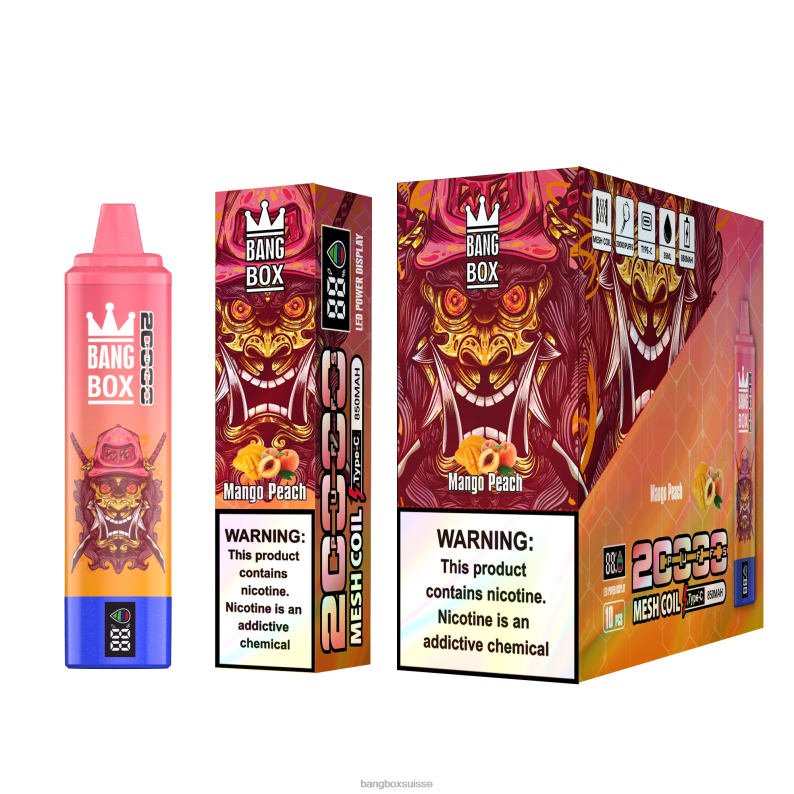 Bang Box Zurich - Bang Box Écran intelligent de 20 000 bouffées J80R458 pêche à la mangue