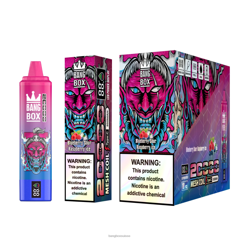 Puff Bang Box Avis - Bang Box Écran intelligent de 20 000 bouffées J80R455 glace à la myrtille et à la framboise
