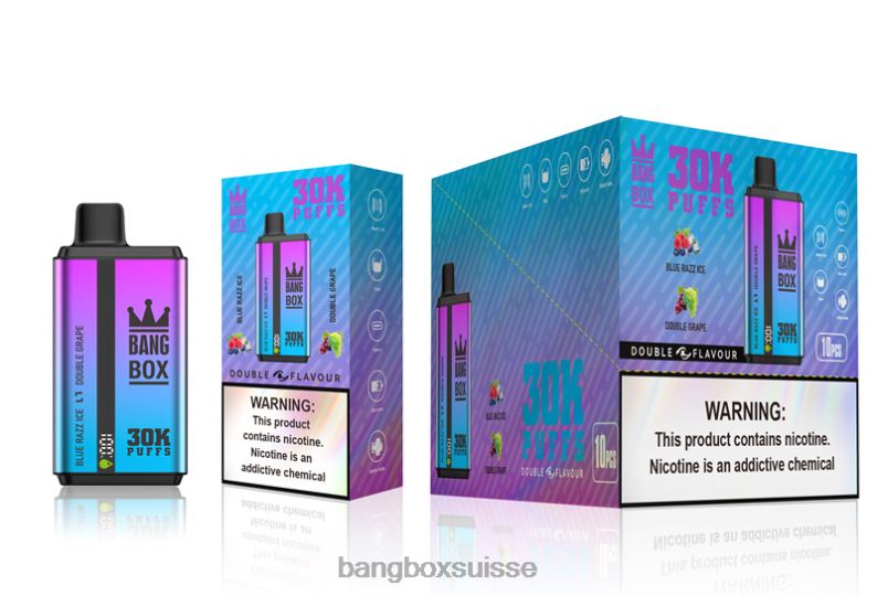 Vape Bang Box Avis - Bang Box 30 000 bouffées double saveurs J80R472 glace bleue au razz et double raisin