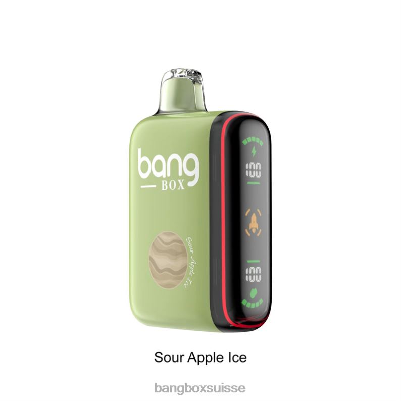 Vape Bang Box Avis - Bang Box Affichage de puissance intelligent de 9 000 à 18 000 bouffées J80R428 glace à la pomme aigre