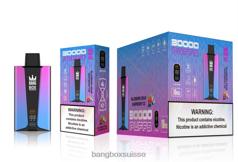 Bang Box Vape - Bang Box Écran intelligent de 30 000 bouffées J80R481 glace à la myrtille et à la framboise